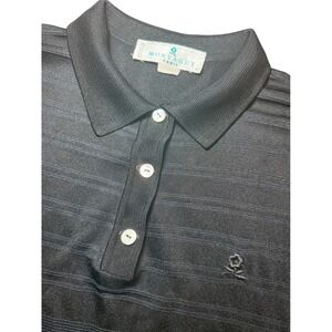 Montagut Paris Mens Sz 5 Short Sleeve Striped Polo Shirt Black France Polyamide